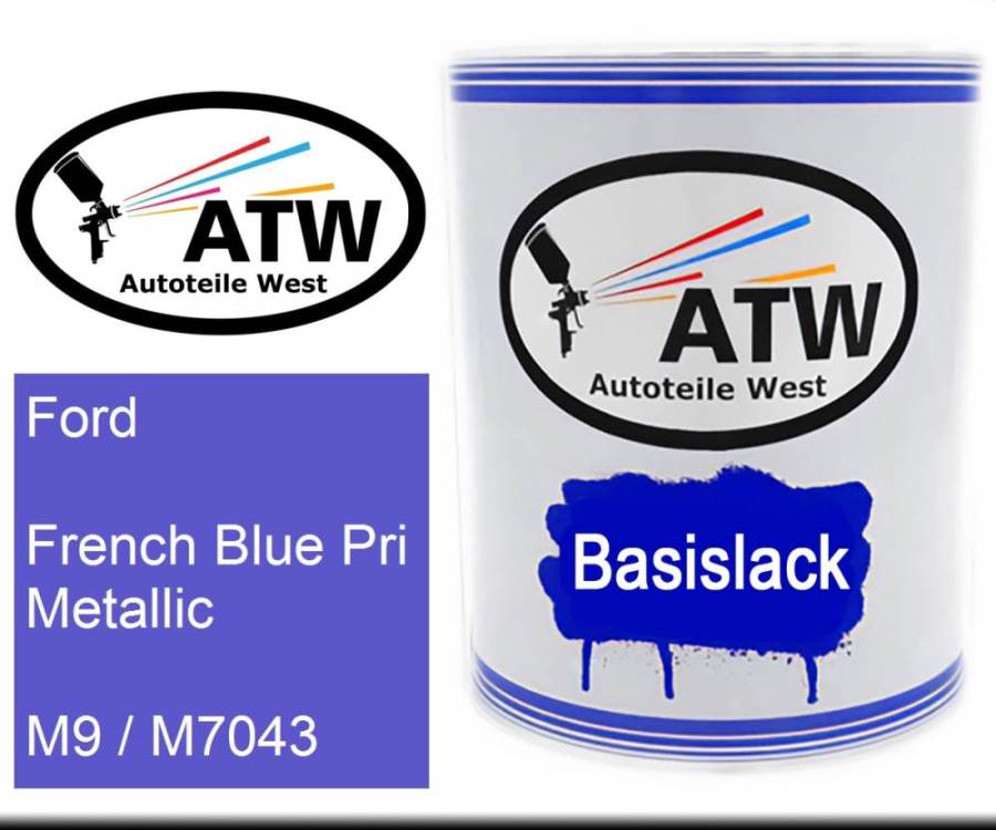 Ford, French Blue Pri Metallic, M9 / M7043: 1L Lackdose, von ATW Autoteile West.